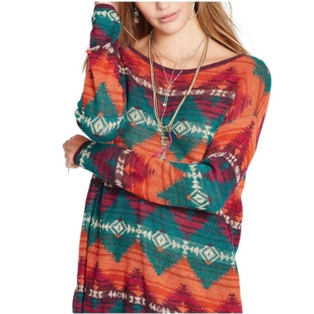 Denim & Supply Ralph Lauren Vintage Southwestern Aztec Print Knit Tunic Sweater